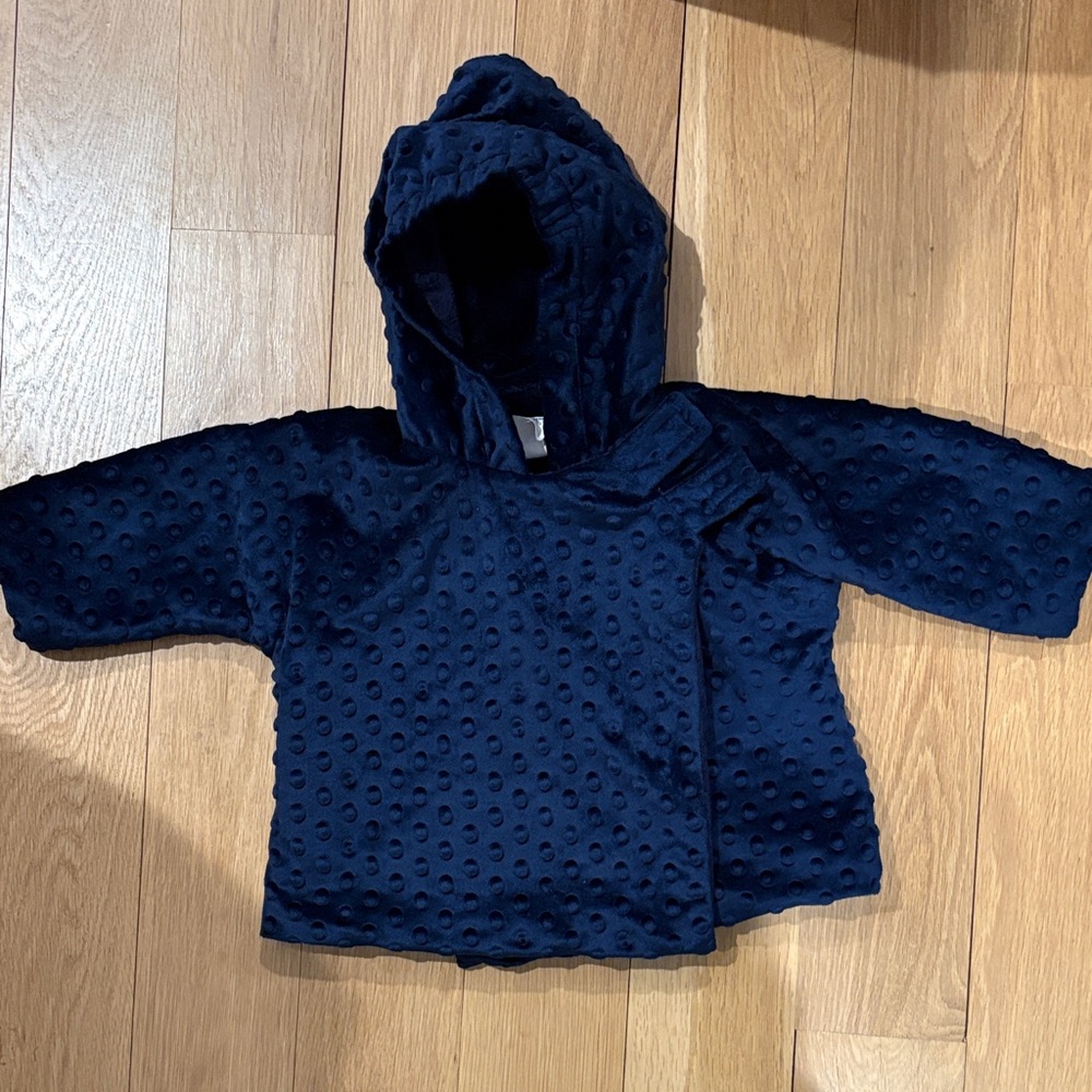 Navy Textured Hooded Jacket 6m